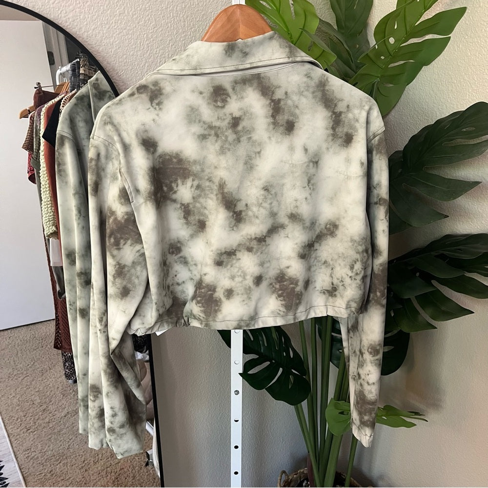 ✨ ZARA Cloud Wash Windbreaker Jacket XL | Cropped Drawstring Zip-Up Pullover