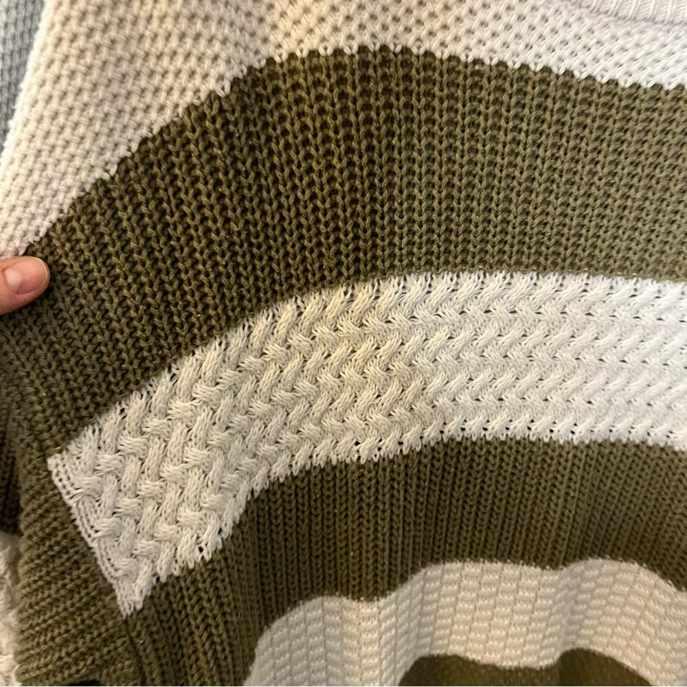 🫶 A New Day Olive & Cream Chunky Knit Slouch Sweater Sz XL | Cozy Knit Sweater